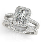 Platinum Emerald Halo Engagement Ring - Image 3