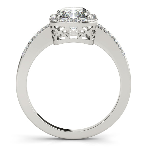 Platinum Emerald Halo Engagement Ring - Image 2