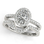 Platinum Oval Halo Engagement Ring - Image 3