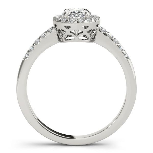 Platinum Oval Halo Engagement Ring - Image 2