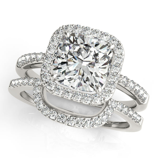 Platinum Halo Engagement Ring - Image 3