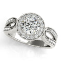 14K White Gold Round Halo Engagement Ring
