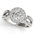 14K White Gold Round Halo Engagement Ring