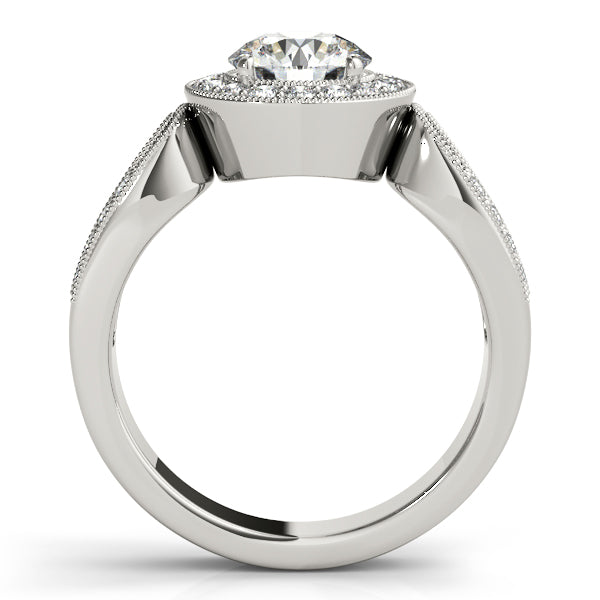 14K White Gold Round Halo Engagement Ring - Image 2