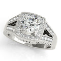 14K White Gold Round Halo Engagement Ring