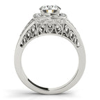 14K White Gold Round Halo Engagement Ring - Image 2