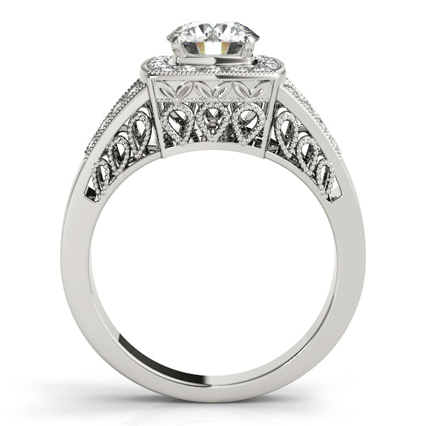 14K White Gold Round Halo Engagement Ring - Image 2