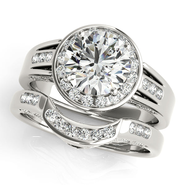 14K White Gold Round Halo Engagement Ring - Image 3