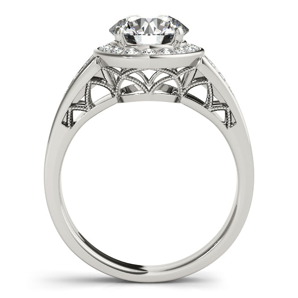14K White Gold Round Halo Engagement Ring - Image 2