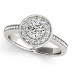14K White Gold Round Halo Engagement Ring