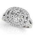 14K White Gold Round Halo Engagement Ring