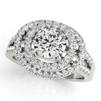 14K White Gold Round Halo Engagement Ring