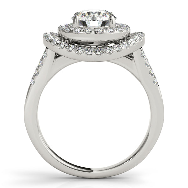 14K White Gold Round Halo Engagement Ring - Image 2
