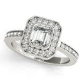14K White Gold Emerald Halo Engagement Ring