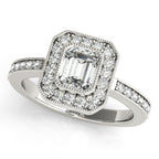 14K White Gold Emerald Halo Engagement Ring