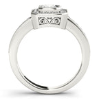 14K White Gold Emerald Halo Engagement Ring - Image 2