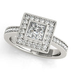 14K White Gold Halo Engagement Ring