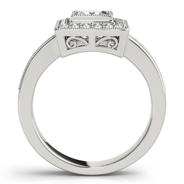 14K White Gold Halo Engagement Ring - Image 2