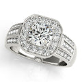 14K White Gold Round Halo Engagement Ring
