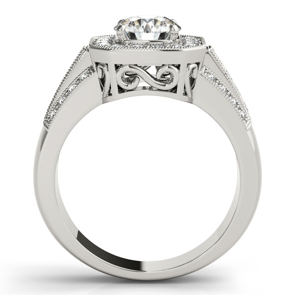 14K White Gold Round Halo Engagement Ring - Image 2