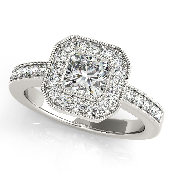 14K White Gold Halo Engagement Ring