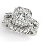 14K White Gold Halo Engagement Ring - Image 3
