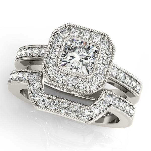 14K White Gold Halo Engagement Ring - Image 3