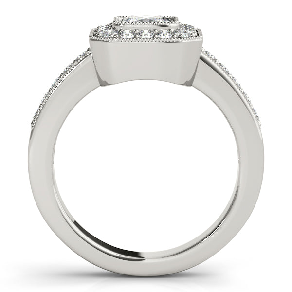 14K White Gold Halo Engagement Ring - Image 2