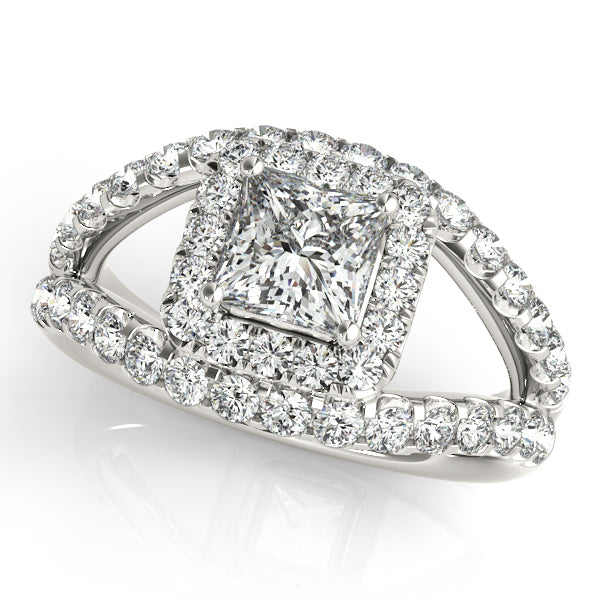 14K White Gold Halo Engagement Ring