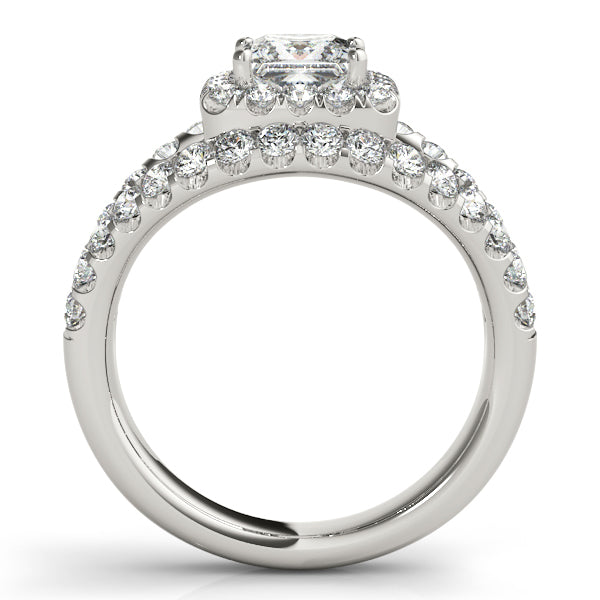 14K White Gold Halo Engagement Ring - Image 2