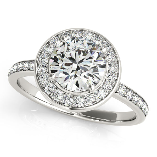 14K White Gold Round Halo Engagement Ring