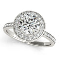 14K White Gold Round Halo Engagement Ring