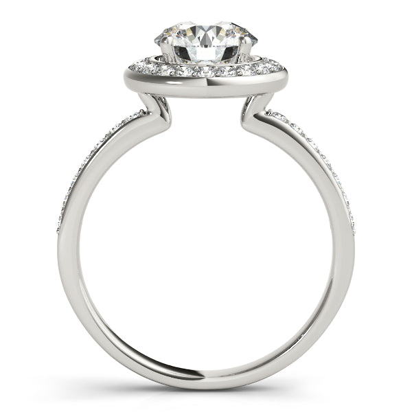 14K White Gold Round Halo Engagement Ring - Image 2
