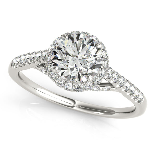 14K White Gold Round Halo Engagement Ring