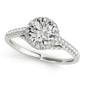 14K White Gold Round Halo Engagement Ring