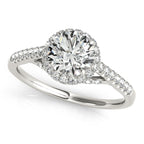 14K White Gold Round Halo Engagement Ring