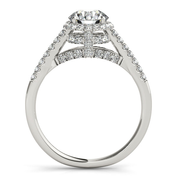 14K White Gold Round Halo Engagement Ring - Image 2