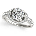 14K White Gold Round Halo Engagement Ring