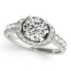 14K White Gold Round Halo Engagement Ring