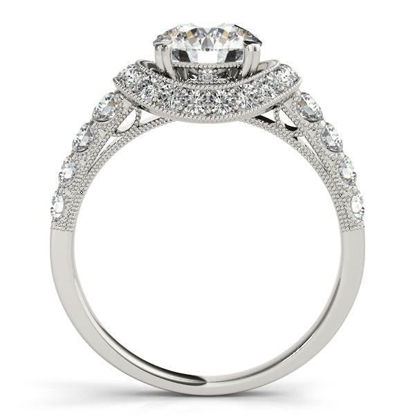 14K White Gold Round Halo Engagement Ring - Image 2