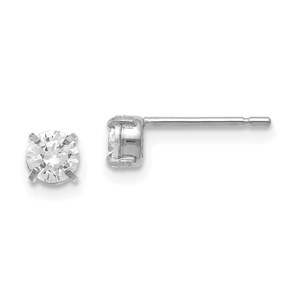 Leslie's 14k White Gold CZ Stud 4.0mm Earrings