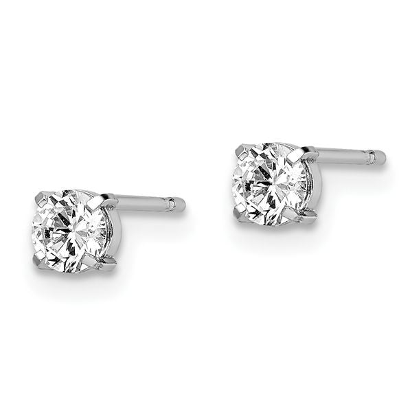 Leslie's 14k White Gold CZ Stud 4.0mm Earrings - Image 2