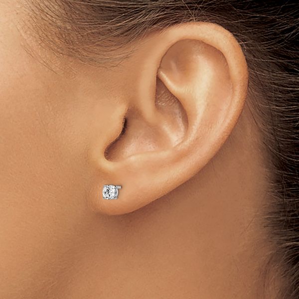 Leslie's 14k White Gold CZ Stud 4.0mm Earrings - Image 3
