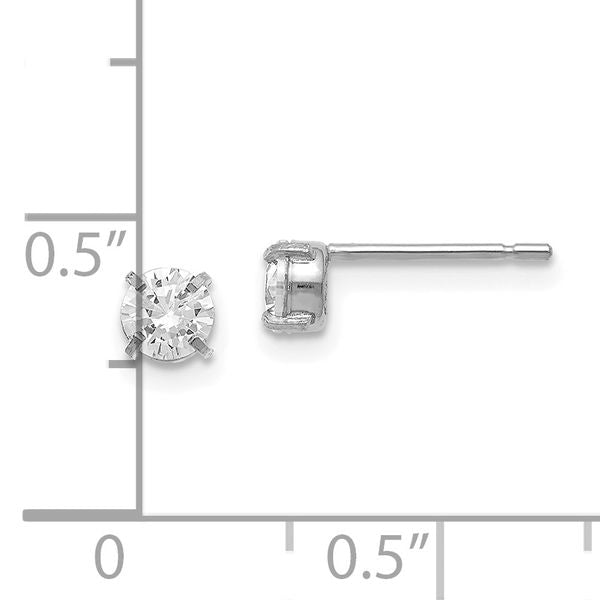 Leslie's 14k White Gold CZ Stud 4.0mm Earrings - Image 4