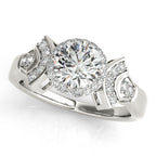 14K White Gold Round Halo Engagement Ring