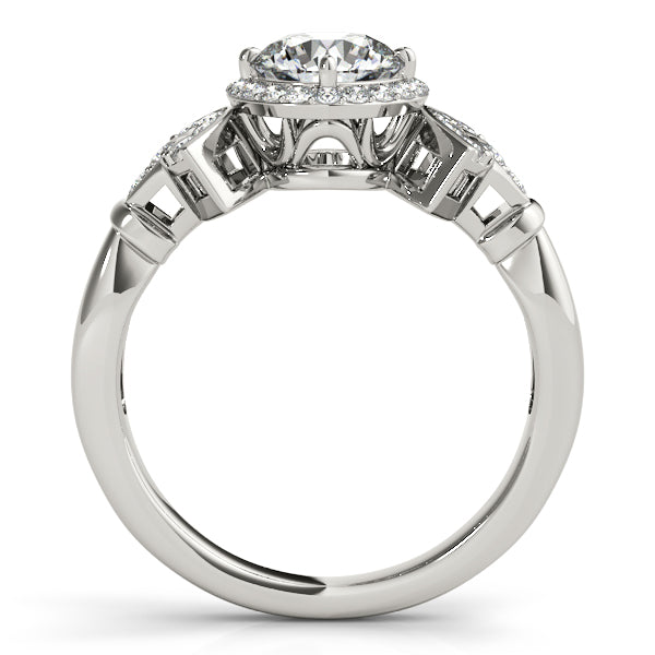 14K White Gold Round Halo Engagement Ring - Image 2