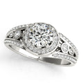 14K White Gold Round Halo Engagement Ring