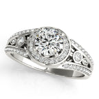 14K White Gold Round Halo Engagement Ring