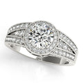 14K White Gold Round Halo Engagement Ring