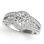 14K White Gold Round Halo Engagement Ring